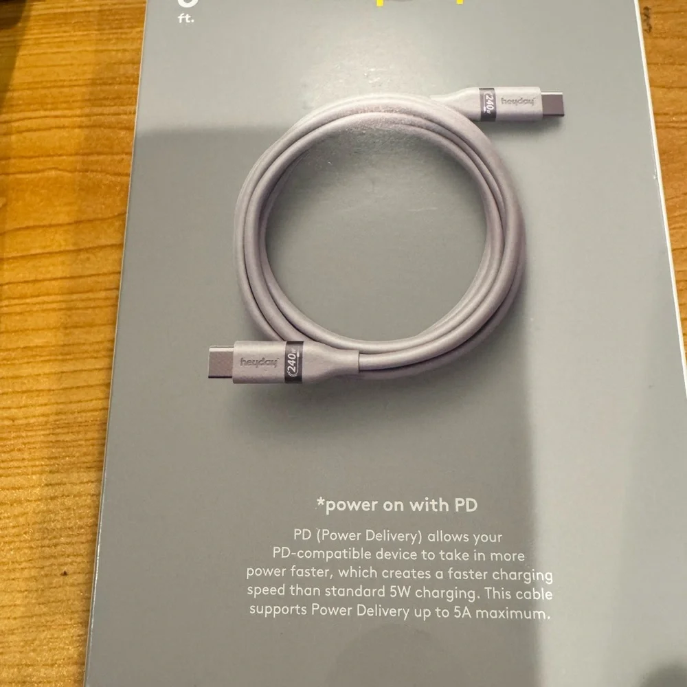 Heyday Gray USB-C to Heyday USB-C Fast Charging Cable and Wall charger Bundle